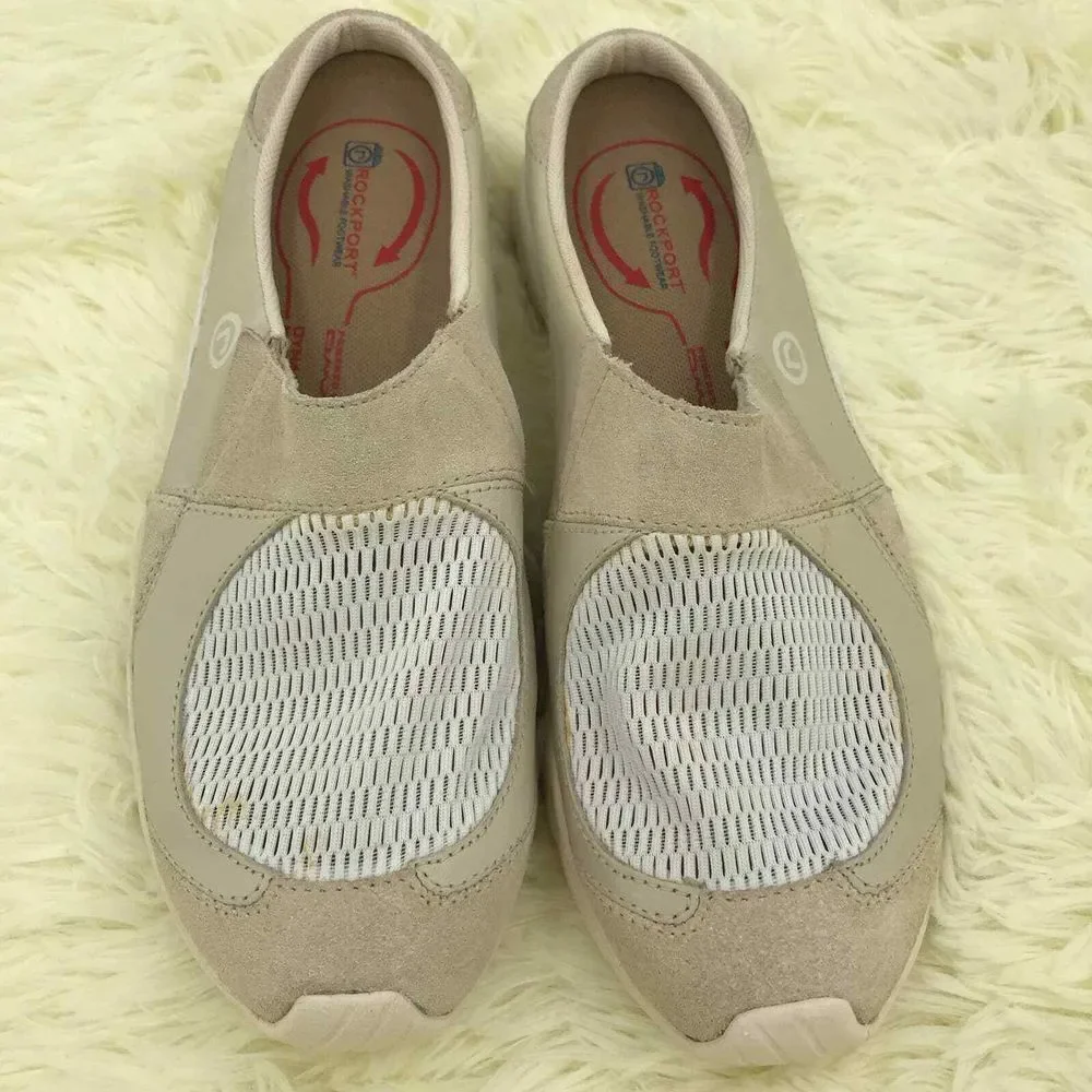 Rockport‎ Shoes Womens 7M Cream Washable Slip On Leather Comfort Sneaker